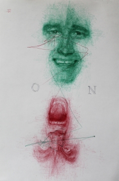 'On-No', por le frère. bolígrafos rojo y verde sobre papel.